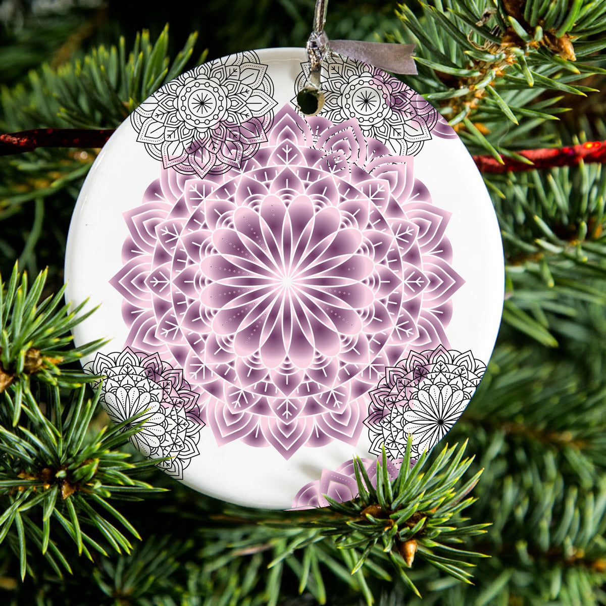 Purple and Pink and Black Ceramic Ornament, view 2