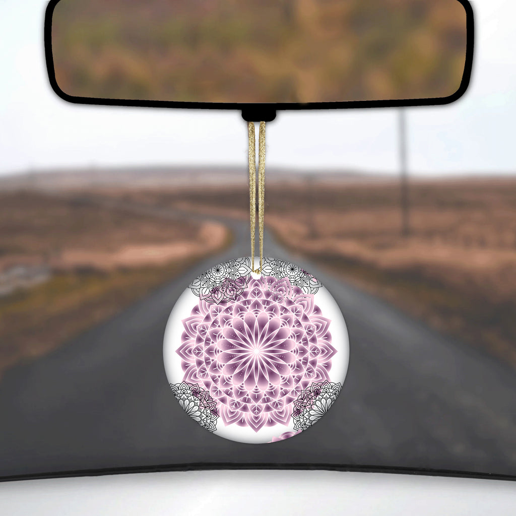 Purple and Pink and Black Ceramic Ornament, view 3