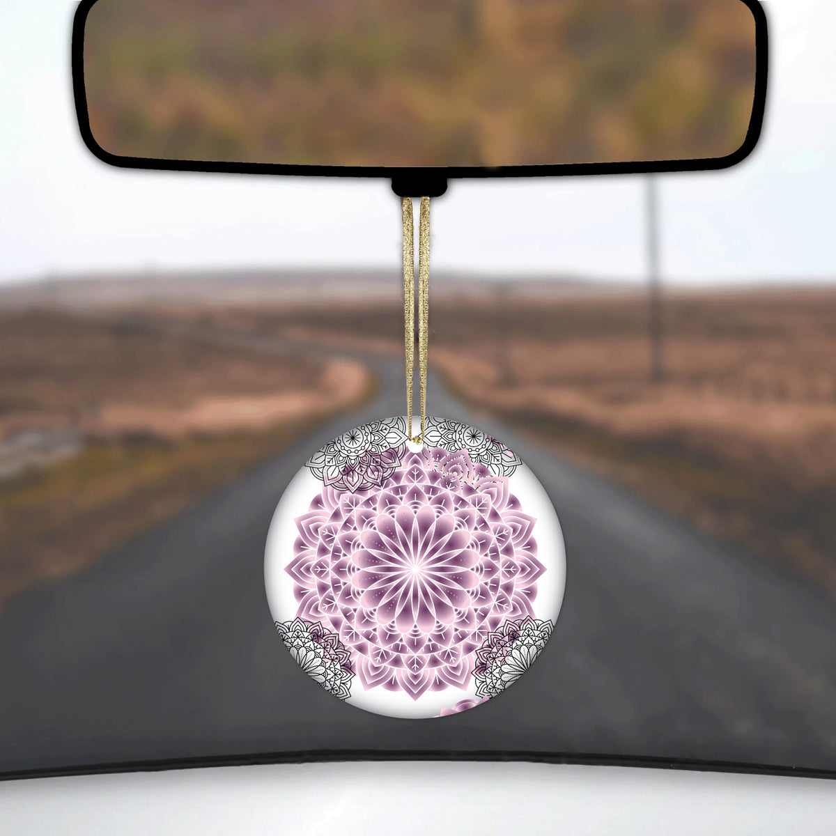 Purple and Pink and Black Ceramic Ornament, view 3