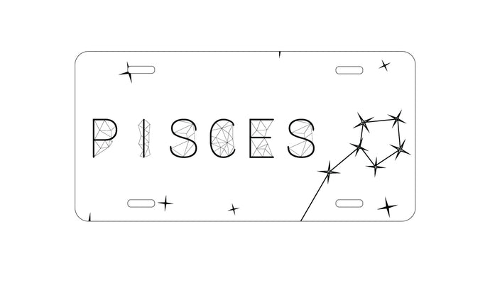 DistinctInk Custom Aluminum Decorative Vanity Front License Plate - Star Zodiac Pisces