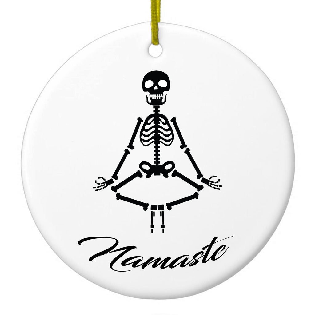 Namaste Yoga Skeleton Ceramic Ornament