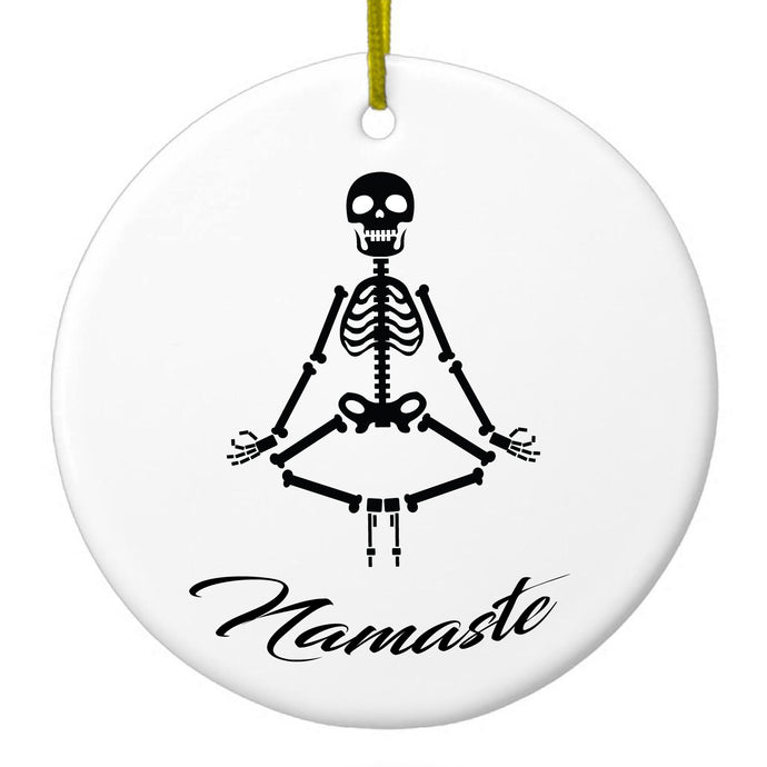 Namaste Yoga Skeleton Ceramic Ornament