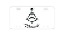 DistinctInk Custom Aluminum Decorative Vanity Front License Plate - Namaste Yoga Skeleton