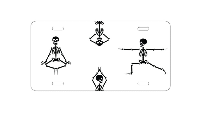 DistinctInk Custom Aluminum Decorative Vanity Front License Plate - Yoga Skeletons