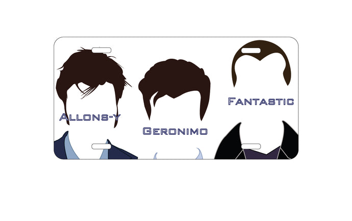 DistinctInk Custom Aluminum Decorative Vanity Front License Plate - Catchphrases of the Doctors
