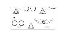 DistinctInk Custom Aluminum Decorative Vanity Front License Plate - Round Glasses with Symbol and Snitch