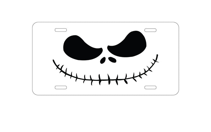 DistinctInk Custom Aluminum Decorative Vanity Front License Plate - Halloween Skeleton Face