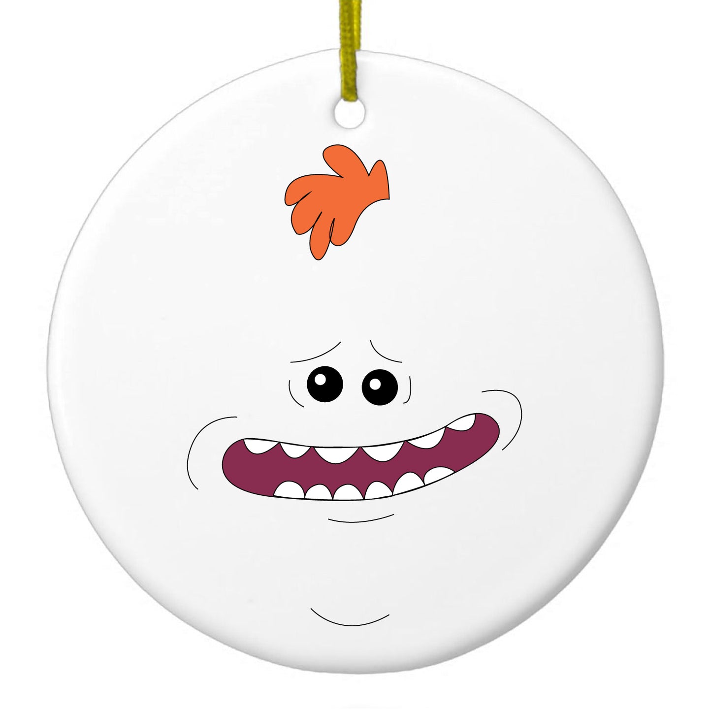 DistinctInk® Hanging Ceramic Christmas Tree Ornament with Gold String - Great Gift / Present - 2 3/4 inch Diameter - 