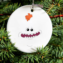 DistinctInk® Hanging Ceramic Christmas Tree Ornament with Gold String - Great Gift / Present - 2 3/4 inch Diameter - "Existence is Pain" Face