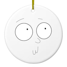 DistinctInk® Hanging Ceramic Christmas Tree Ornament with Gold String - Great Gift / Present - 2 3/4 inch Diameter - "Awh Jeez" Face