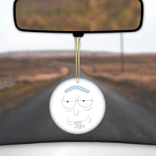DistinctInk® Hanging Ceramic Christmas Tree Ornament with Gold String - Great Gift / Present - 2 3/4 inch Diameter - "Wubba Lubba Dub Dub" Face
