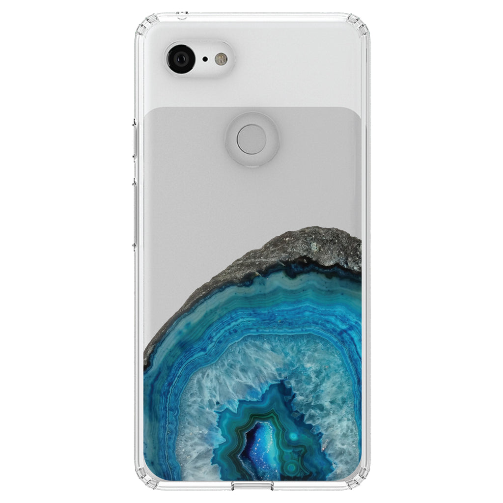 Blue Teal Geode Crystal Clear Shockproof iPhone Case, view 22
