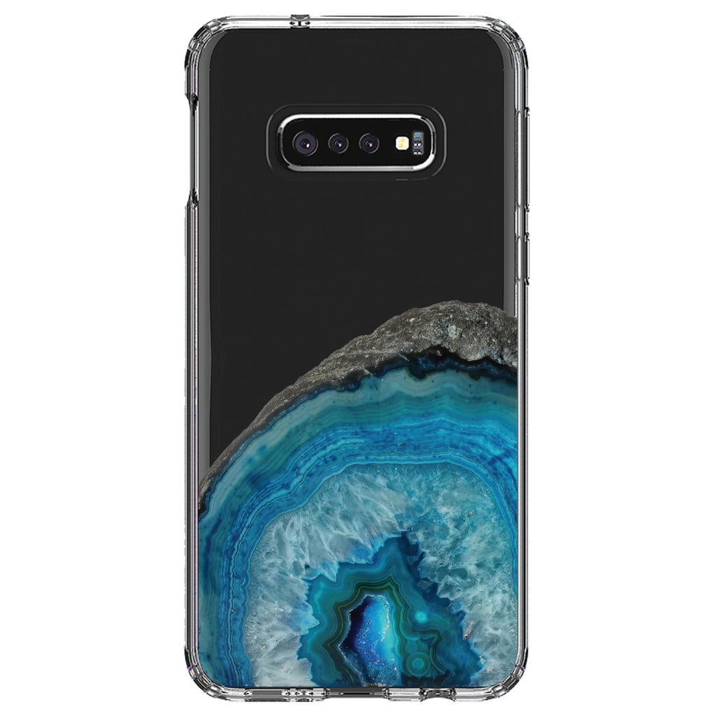 Blue Teal Geode Crystal Clear Shockproof iPhone Case, view 18