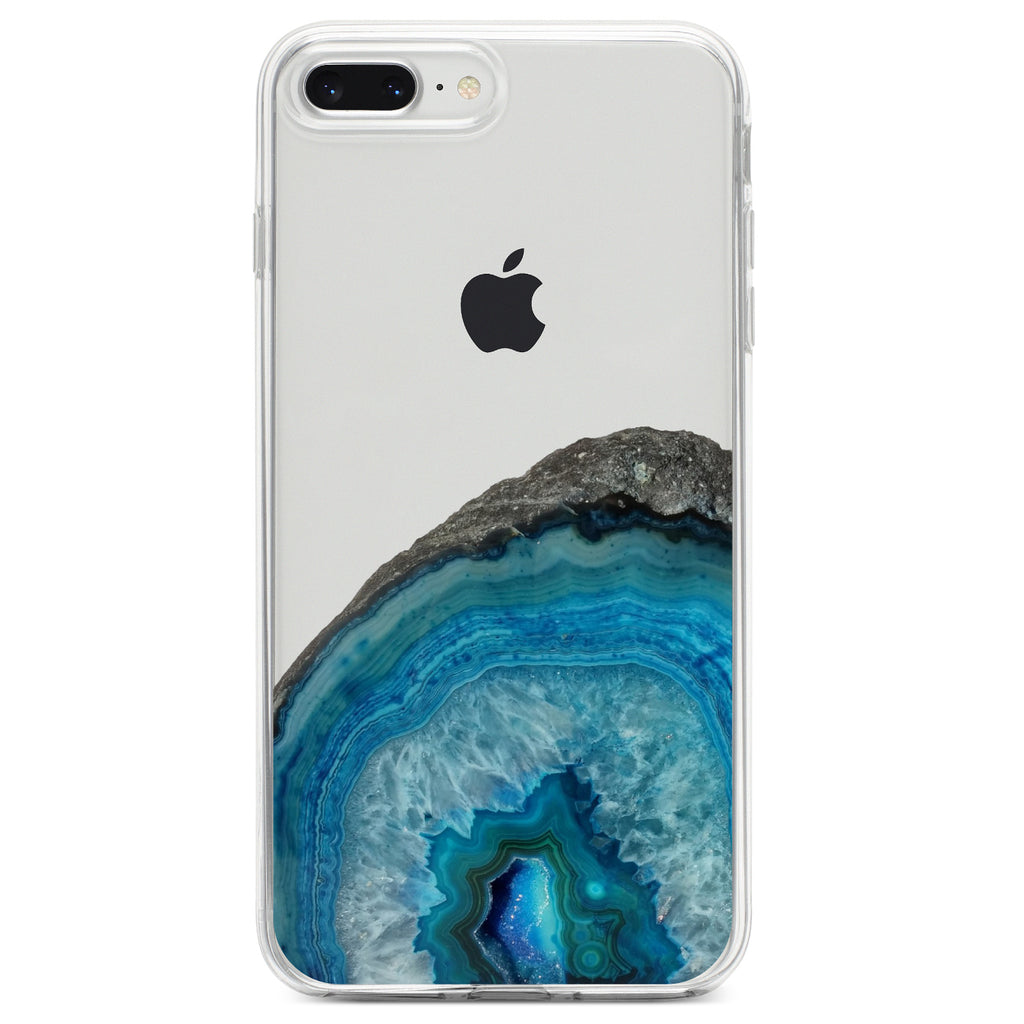 Blue Teal Geode Crystal Clear Shockproof iPhone Case, view 6