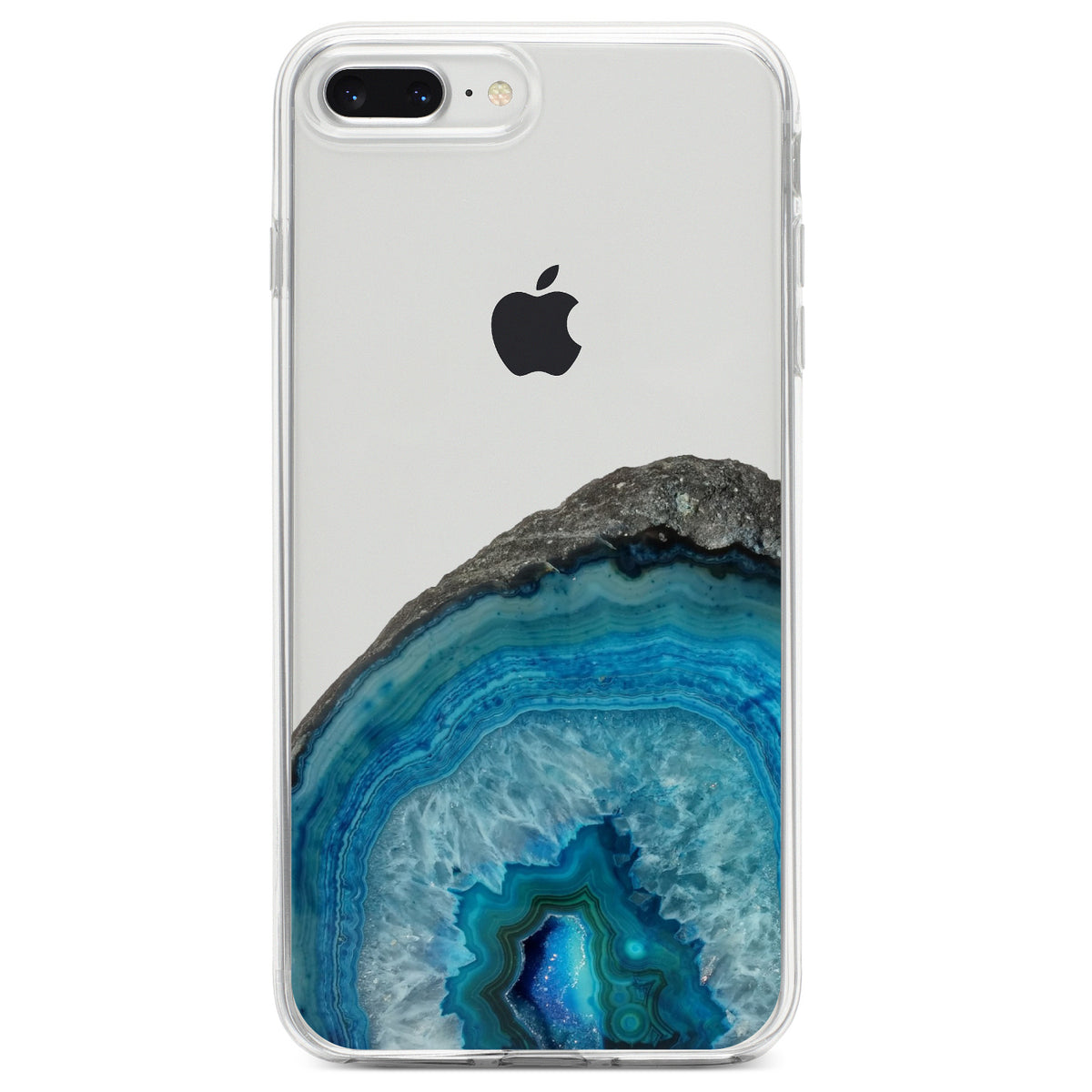 Blue Teal Geode Crystal Clear Shockproof iPhone Case, view 6