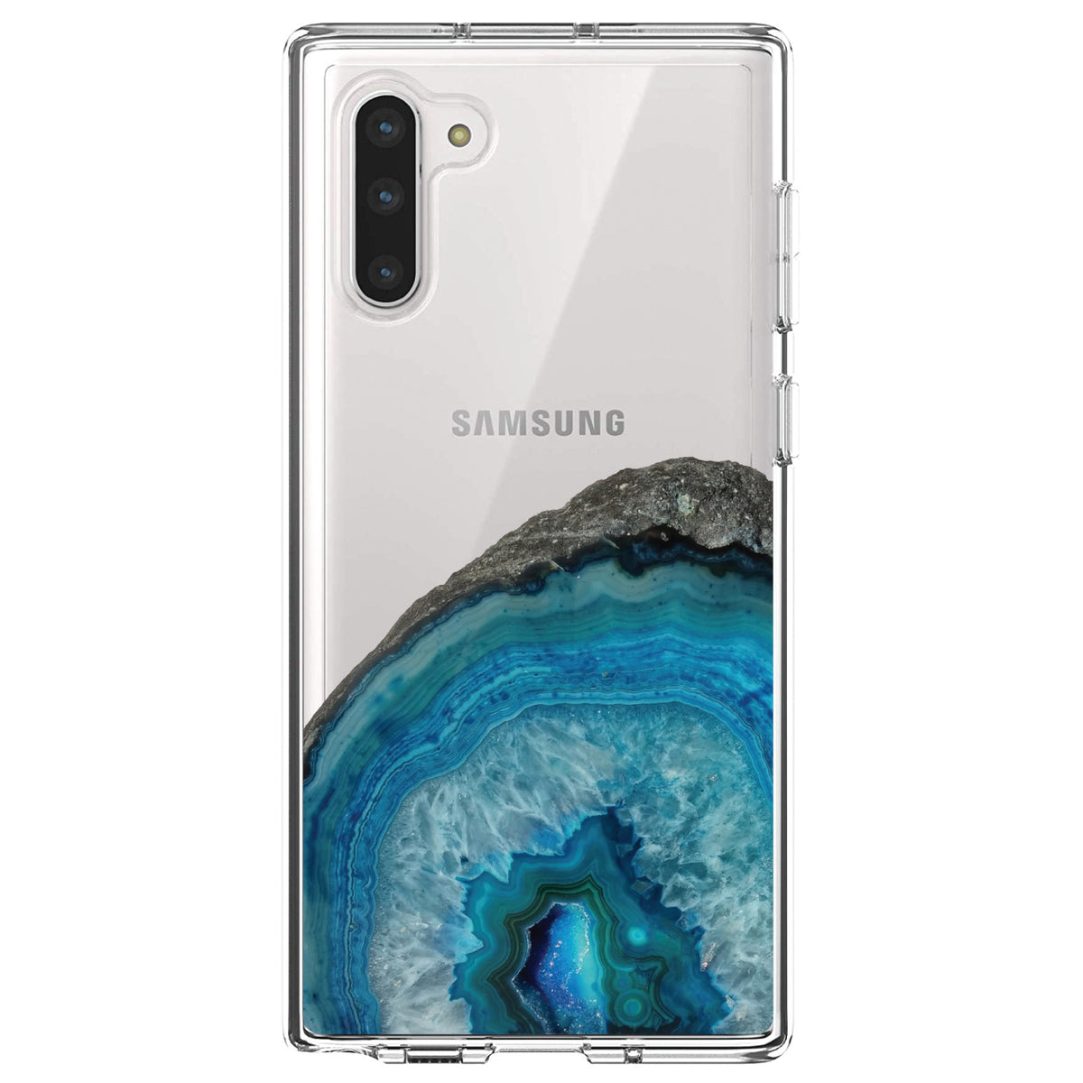 Blue Teal Geode Crystal Clear Shockproof iPhone Case, view 9