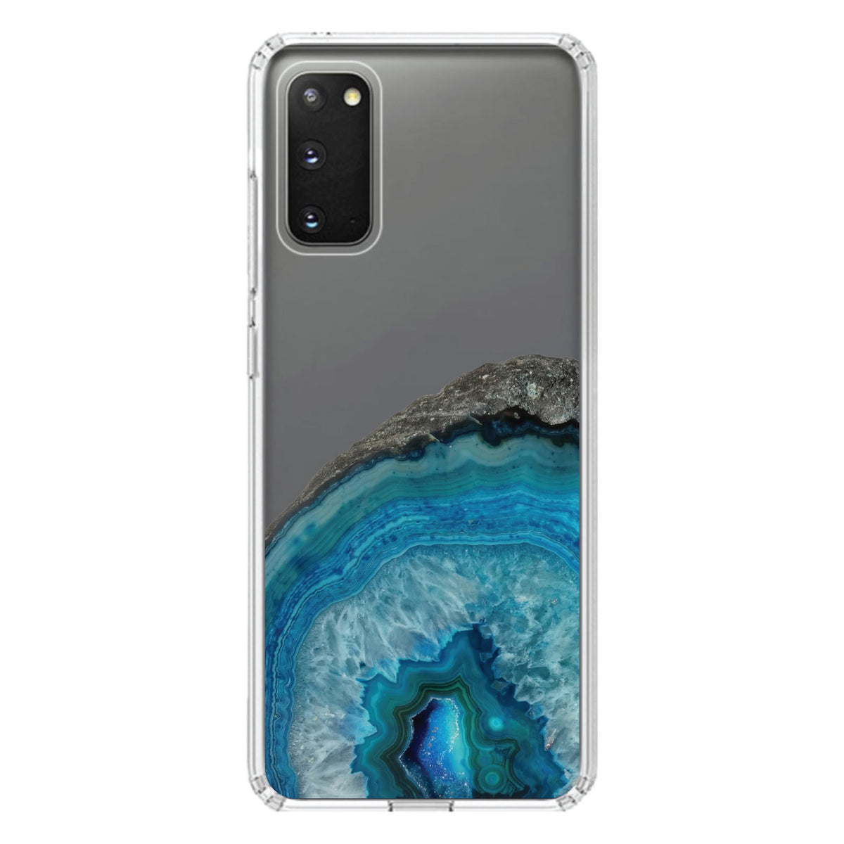 Blue Teal Geode Crystal Clear Shockproof iPhone Case, view 13