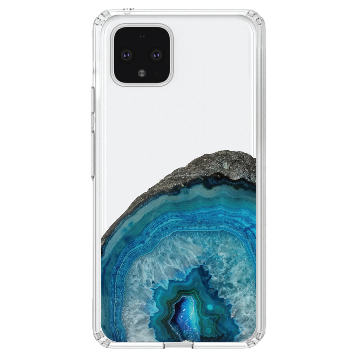 Blue Teal Geode Crystal Clear Shockproof iPhone Case, view 23