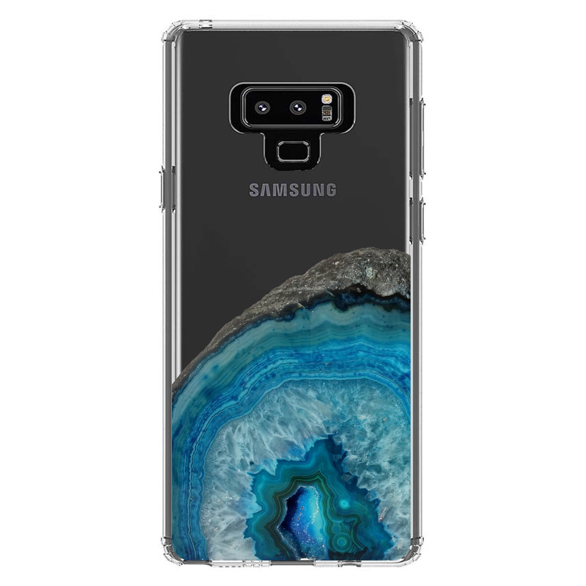 Blue Teal Geode Crystal Clear Shockproof iPhone Case, view 11