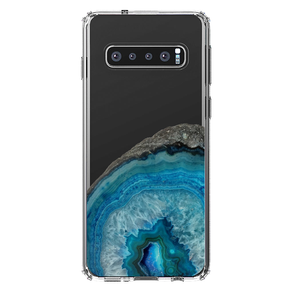 Blue Teal Geode Crystal Clear Shockproof iPhone Case, view 16