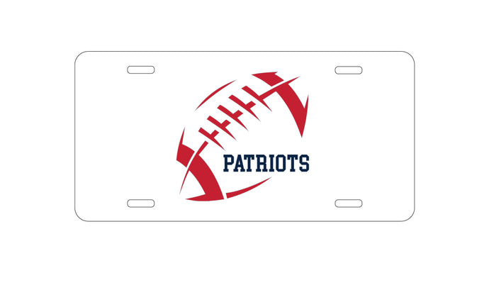 DistinctInk Custom Aluminum Decorative Vanity Front License Plate - Red Blue Football - Patriots