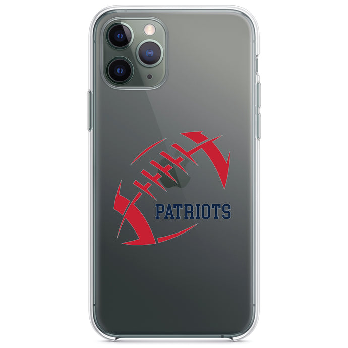 DistinctInk® Clear Shockproof Hybrid Case for Apple iPhone / Samsung Galaxy / Google Pixel - Red Blue Football - Patriots