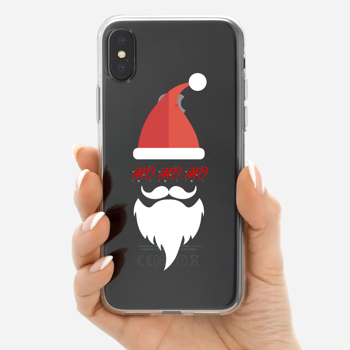 HO HO HO Santa Claus Beard Clear Shockproof iPhone Case
