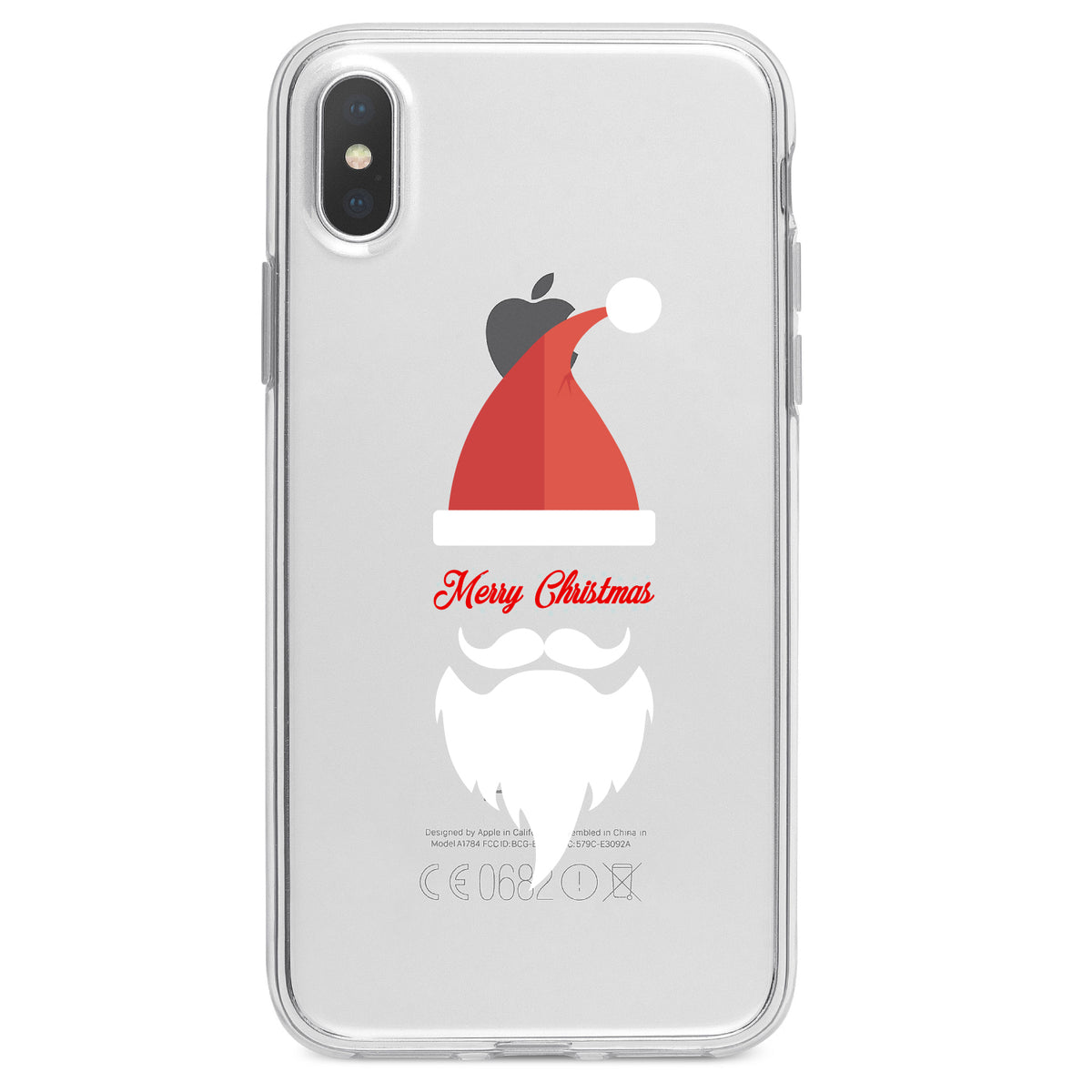 Santa Hat Merry Christmas Clear Shockproof iPhone Case, view 2