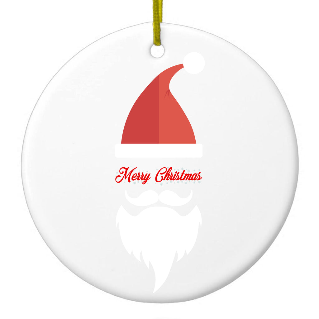 Santa Hat Merry Christmas Ceramic Ornament