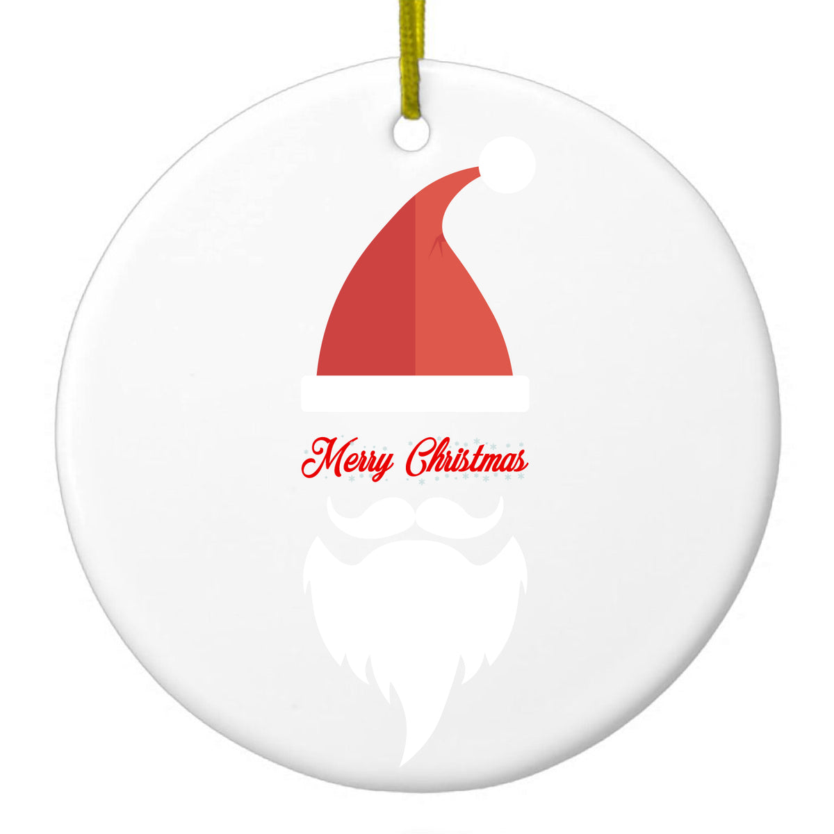 Santa Hat Merry Christmas Ceramic Ornament
