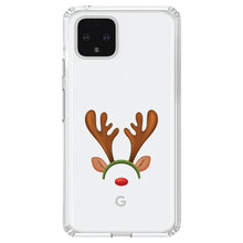 DistinctInk® Clear Shockproof Hybrid Case for Apple iPhone / Samsung Galaxy / Google Pixel - Reindeer Face Christmas