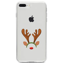 DistinctInk® Clear Shockproof Hybrid Case for Apple iPhone / Samsung Galaxy / Google Pixel - Reindeer Face Christmas