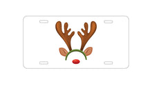DistinctInk Custom Aluminum Decorative Vanity Front License Plate - Reindeer Face Christmas