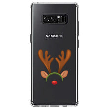 DistinctInk® Clear Shockproof Hybrid Case for Apple iPhone / Samsung Galaxy / Google Pixel - Reindeer Face Christmas