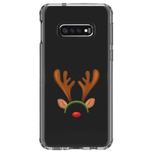 DistinctInk® Clear Shockproof Hybrid Case for Apple iPhone / Samsung Galaxy / Google Pixel - Reindeer Face Christmas