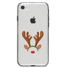 DistinctInk® Clear Shockproof Hybrid Case for Apple iPhone / Samsung Galaxy / Google Pixel - Reindeer Face Christmas