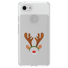 DistinctInk® Clear Shockproof Hybrid Case for Apple iPhone / Samsung Galaxy / Google Pixel - Reindeer Face Christmas