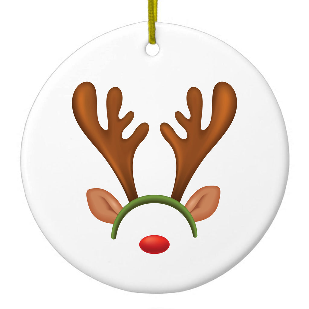 Reindeer Face Christmas Ceramic Ornament