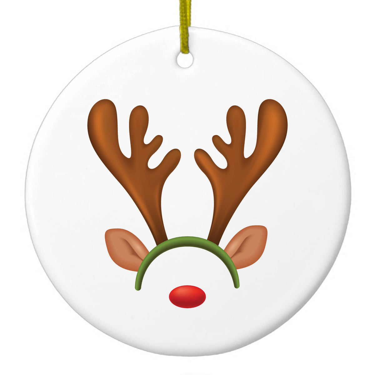 Reindeer Face Christmas Ceramic Ornament