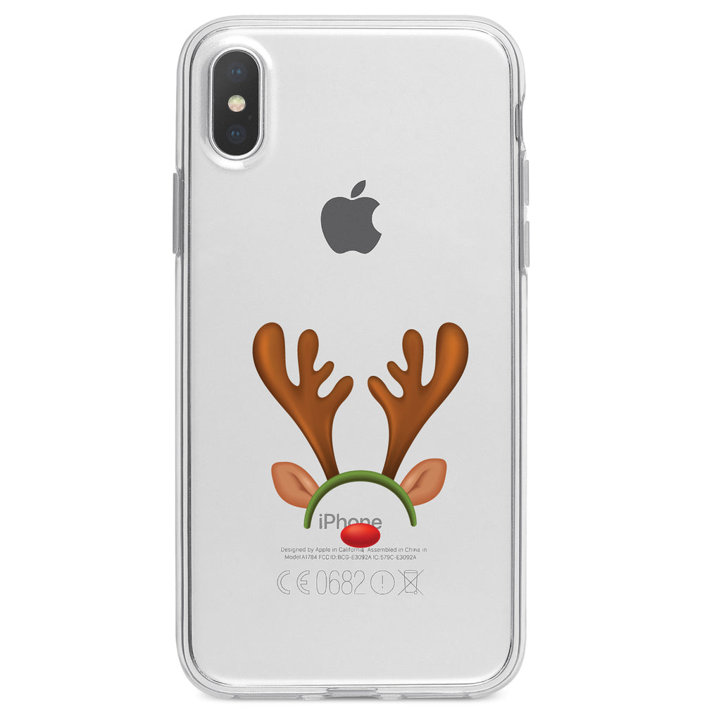 Reindeer Face Christmas Clear Shockproof iPhone Case, view 3