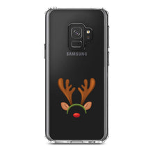 DistinctInk® Clear Shockproof Hybrid Case for Apple iPhone / Samsung Galaxy / Google Pixel - Reindeer Face Christmas