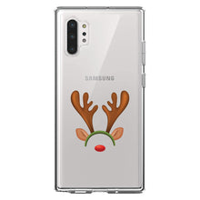 DistinctInk® Clear Shockproof Hybrid Case for Apple iPhone / Samsung Galaxy / Google Pixel - Reindeer Face Christmas