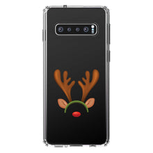 DistinctInk® Clear Shockproof Hybrid Case for Apple iPhone / Samsung Galaxy / Google Pixel - Reindeer Face Christmas