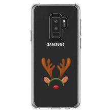 DistinctInk® Clear Shockproof Hybrid Case for Apple iPhone / Samsung Galaxy / Google Pixel - Reindeer Face Christmas
