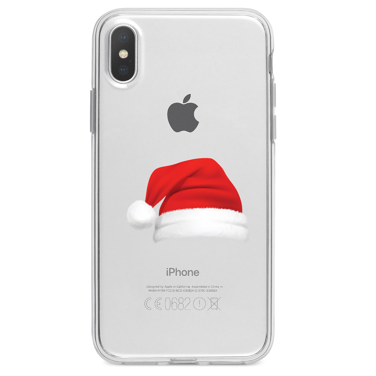 Realistic Santa Hat Christmas Clear Shockproof iPhone Case, view 2
