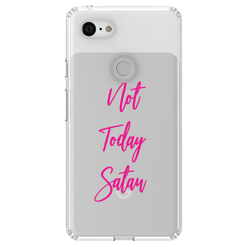 Not Today Satan, Hot Pink Clear Shockproof iPhone Case, view 21