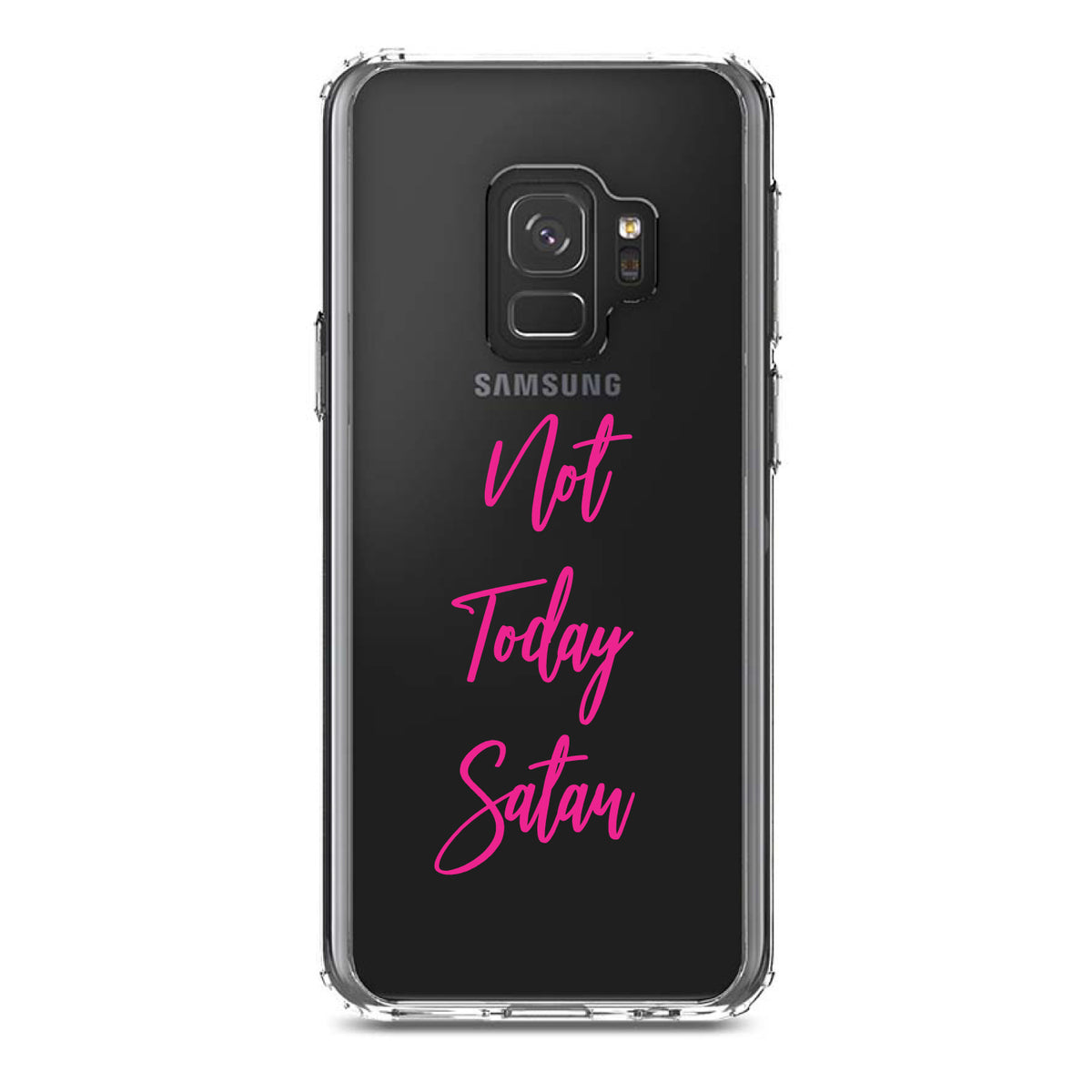 Not Today Satan, Hot Pink Clear Shockproof iPhone Case, view 19