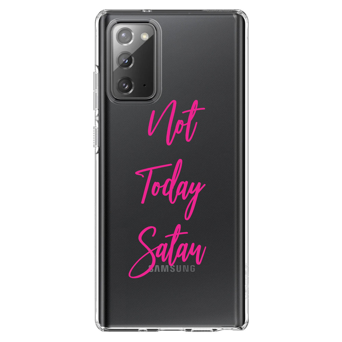 Not Today Satan, Hot Pink Clear Shockproof iPhone Case, view 7