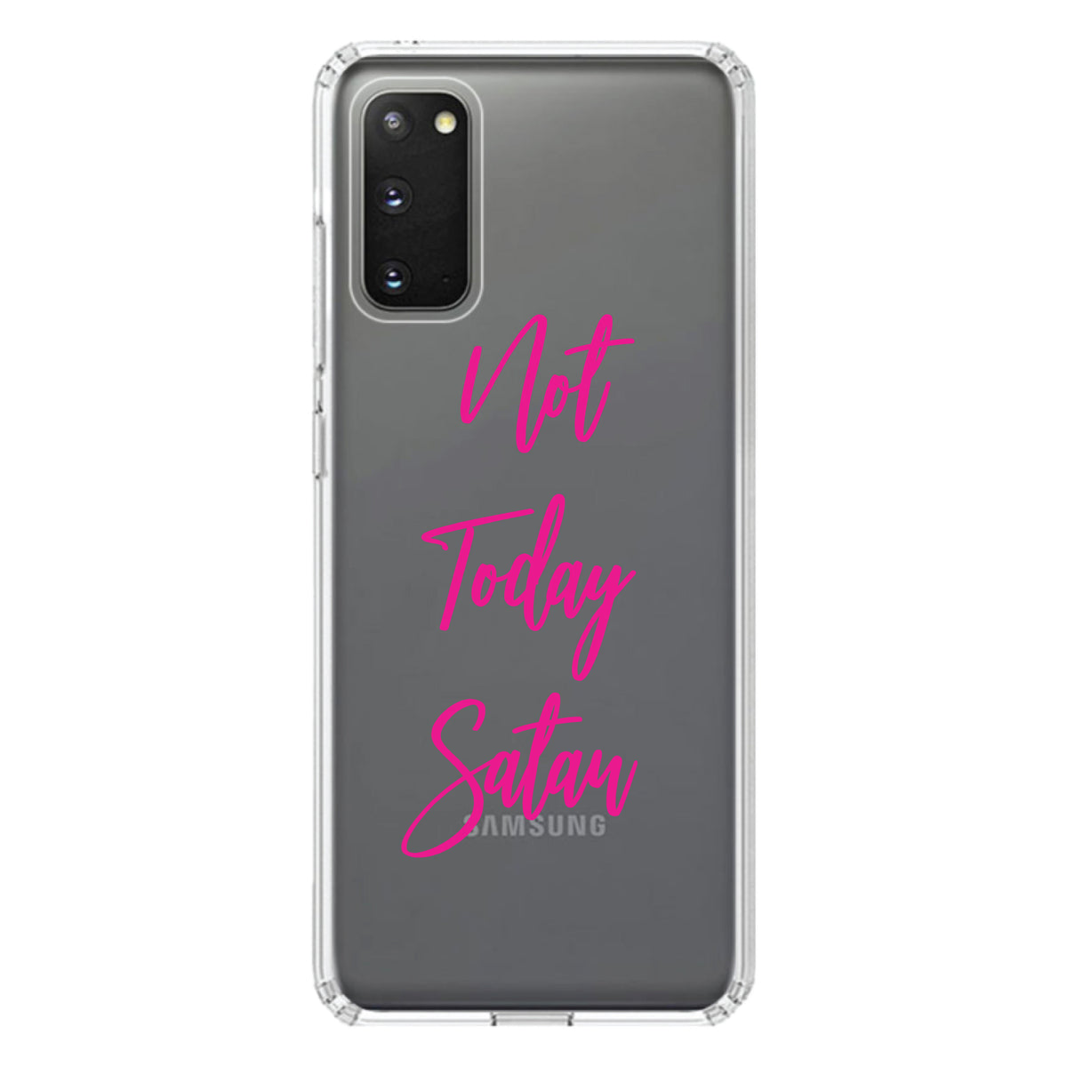 Not Today Satan, Hot Pink Clear Shockproof iPhone Case, view 13