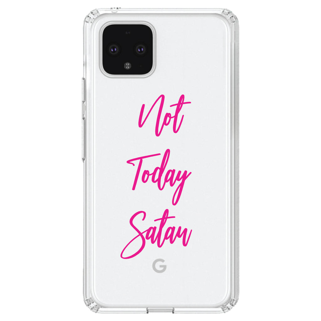 Not Today Satan, Hot Pink Clear Shockproof iPhone Case, view 24